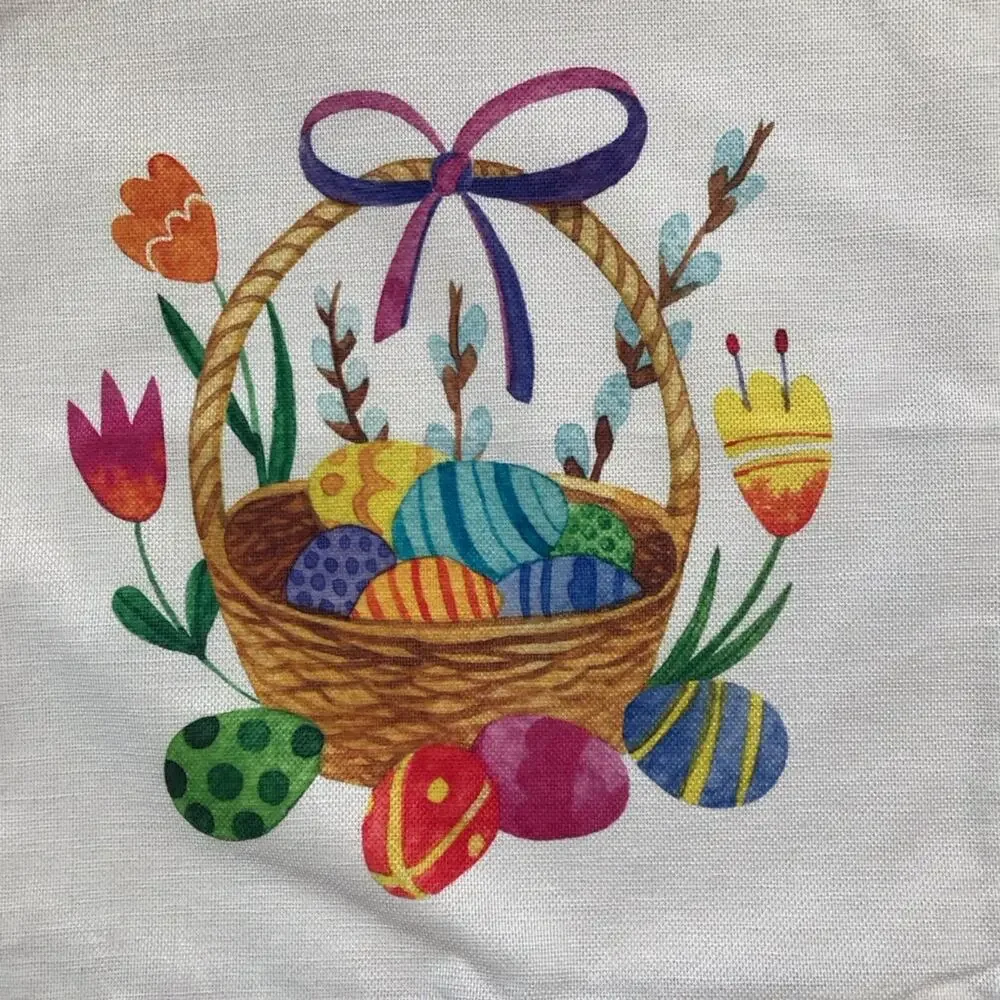 Easter Bunny & Chicks NWT 4 Decorative Pillow Cases Spring Farmhouse Floral Deco
